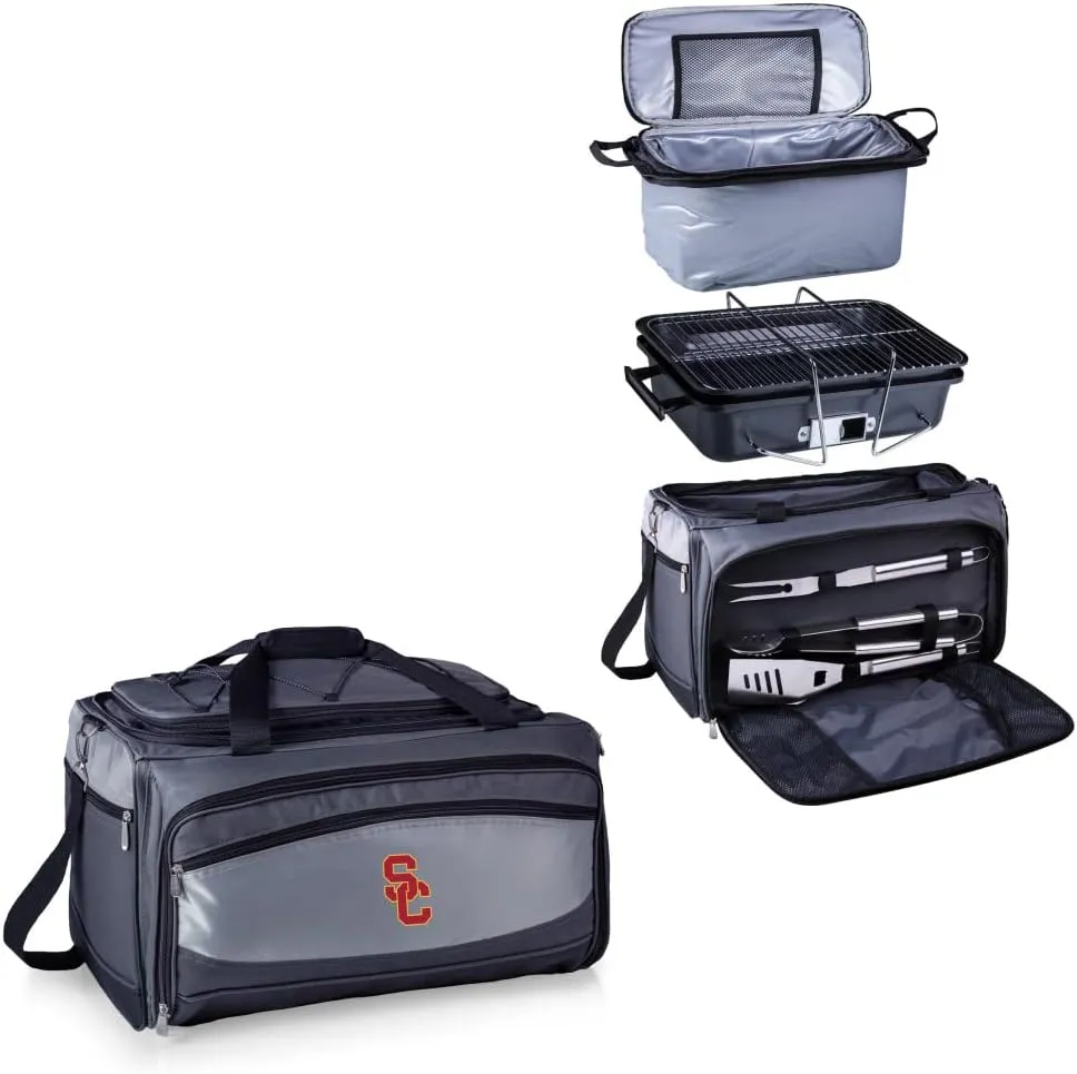 PICNIC TIME NCAA Unisex-Adult NCAA Buccaneer Portable Charcoal Grill & Cooler Tote