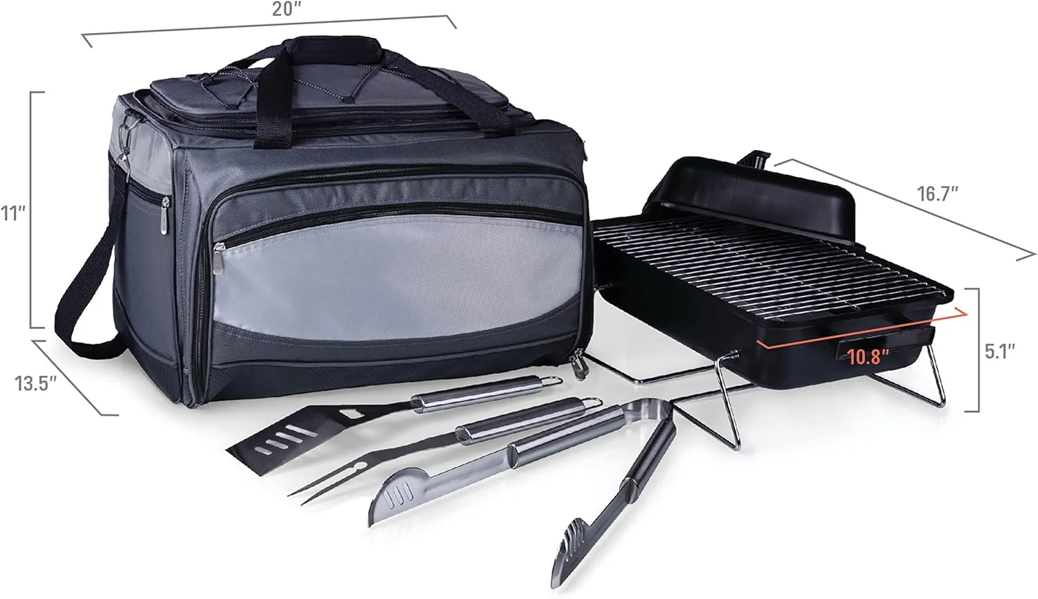 PICNIC TIME NCAA Unisex-Adult NCAA Buccaneer Portable Charcoal Grill & Cooler Tote