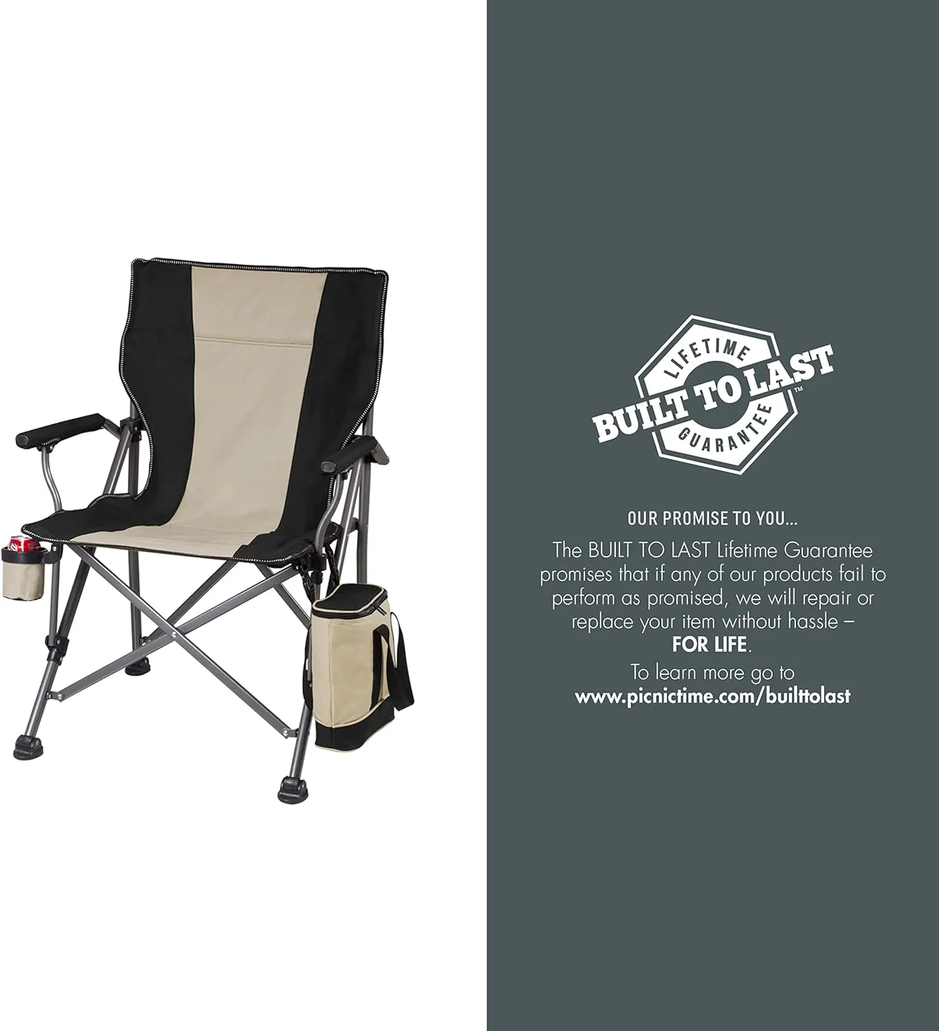 PICNIC TIME NFL Unisex-Adult NFL Outlander Folding Camping Chair with Cooler, Heavy Duty Beach Chair