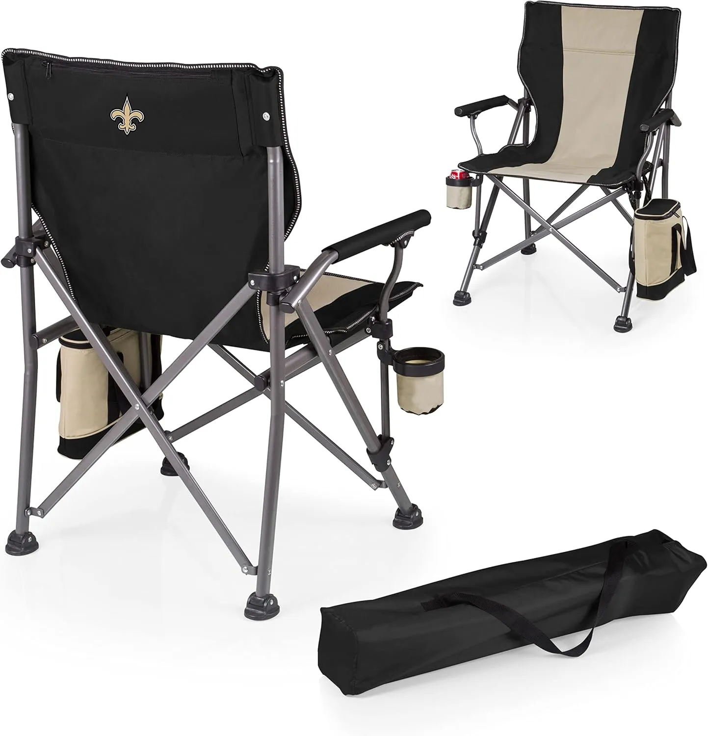 PICNIC TIME NFL Unisex-Adult NFL Outlander Folding Camping Chair with Cooler, Heavy Duty Beach Chair