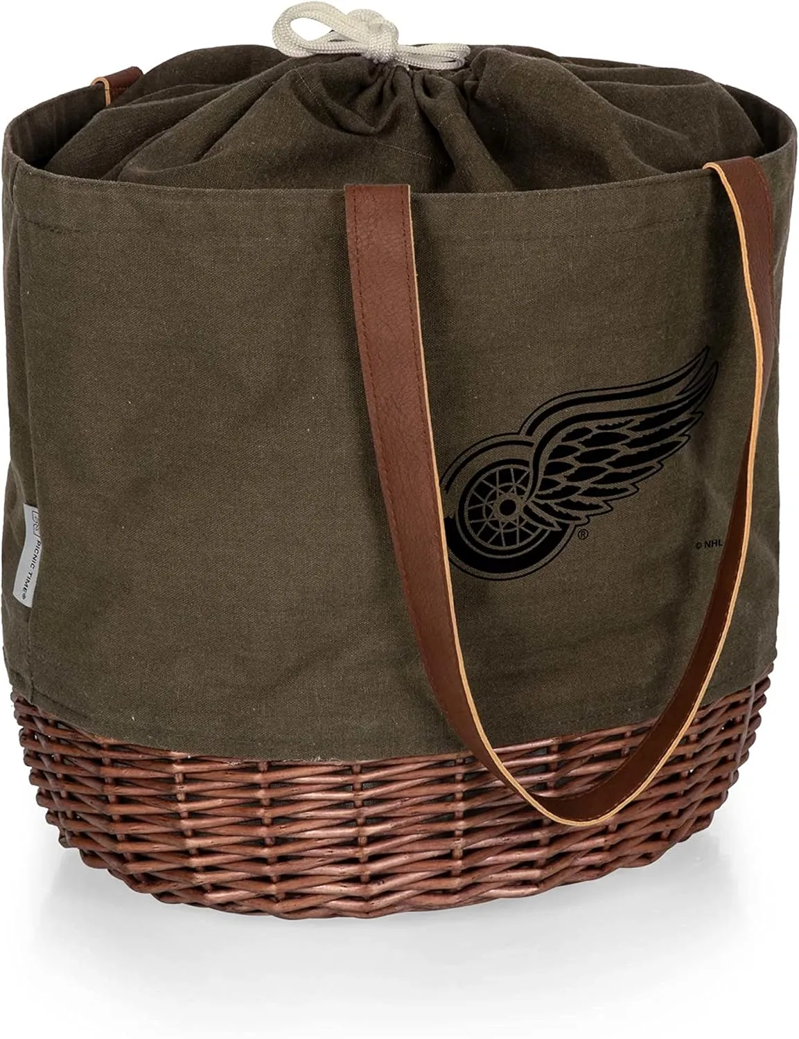 PICNIC TIME NHL Unisex-Adult NHL Coronado Canvas and Willow Basket Tote, Picnic Tote Bag, Beach Tote