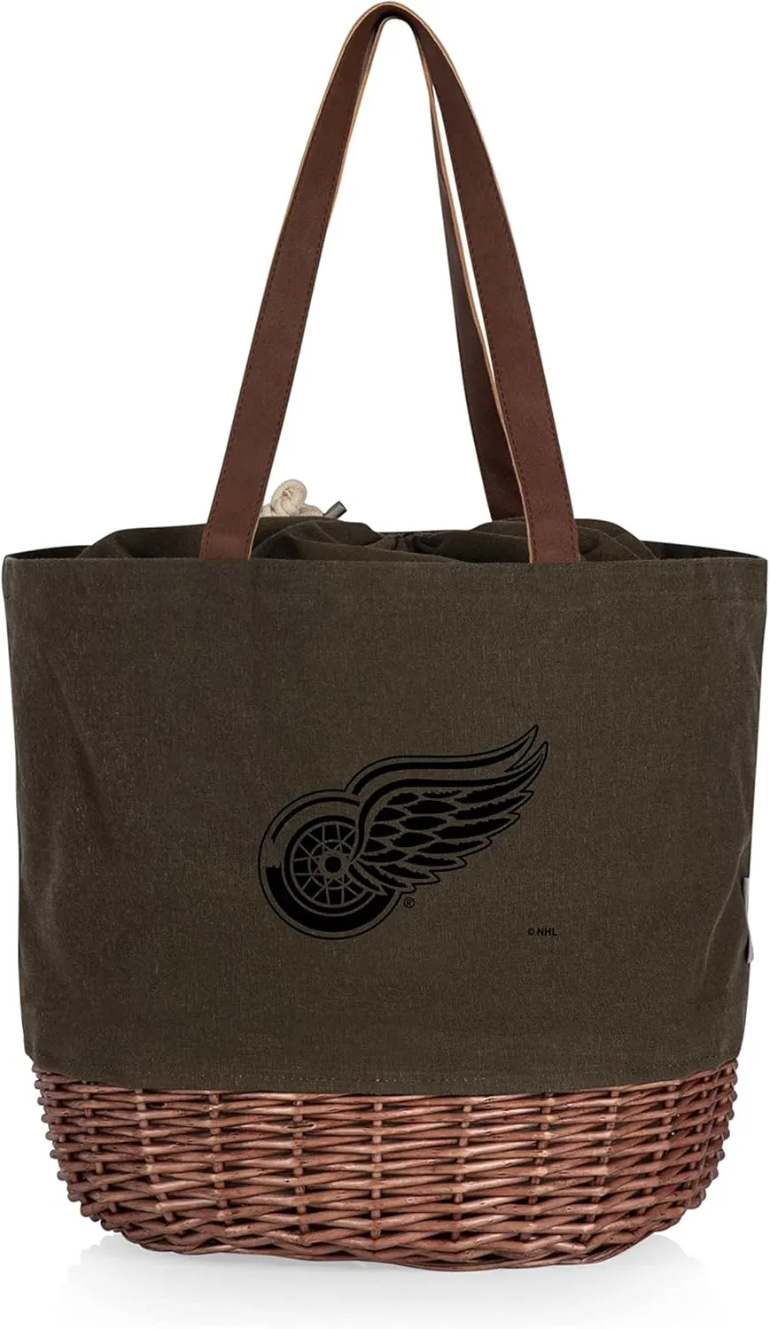 PICNIC TIME NHL Unisex-Adult NHL Coronado Canvas and Willow Basket Tote, Picnic Tote Bag, Beach Tote