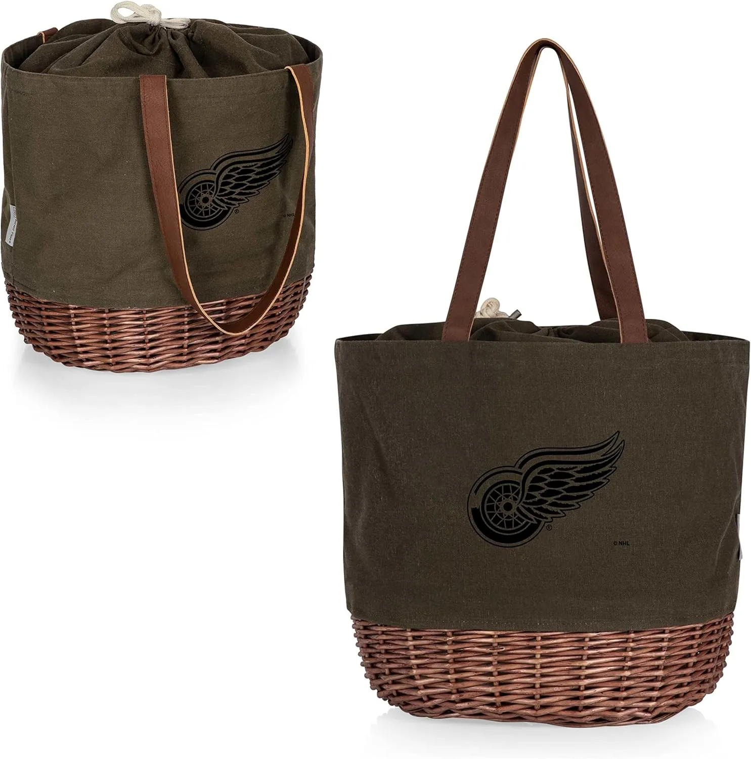 PICNIC TIME NHL Unisex-Adult NHL Coronado Canvas and Willow Basket Tote, Picnic Tote Bag, Beach Tote