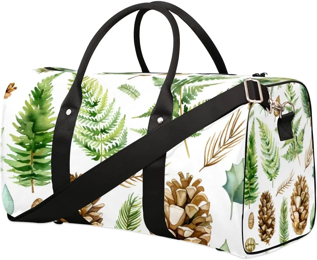 Pine Forest Pine Cones Travel Duffel bag for Men Women Weekender Overnight Bag Gym Bag Carry On Luggage Bags for Yoga Workout Sports