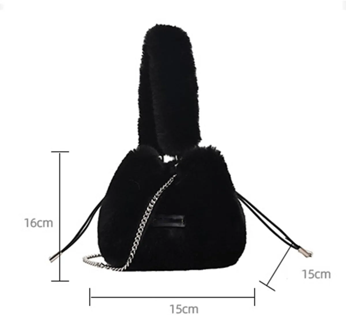 Plush Bucket Handbag, Drawstring Crossbody Bag, Fluffy Shoulder Tote Bag, Furry Purse for Women Fashion Casual Daypack