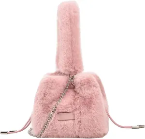 Plush Bucket Handbag, Drawstring Crossbody Bag, Fluffy Shoulder Tote Bag, Furry Purse for Women Fashion Casual Daypack