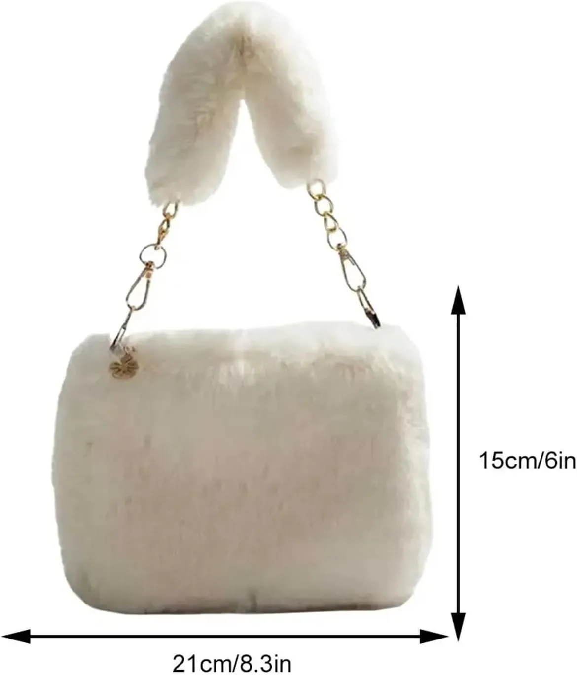 Plush Handbags Women Faux Fur Tote Bag Casual Plush Tote Handbag Versatile Shoulder Bag