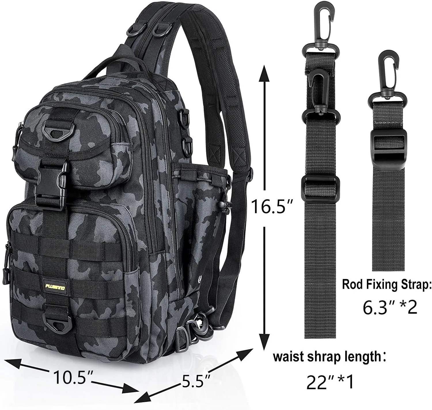 PLUSINNO Fishing Backpack with Rod Holder, Water-Resistant Tackle Bag - Ideal Gifts for Men