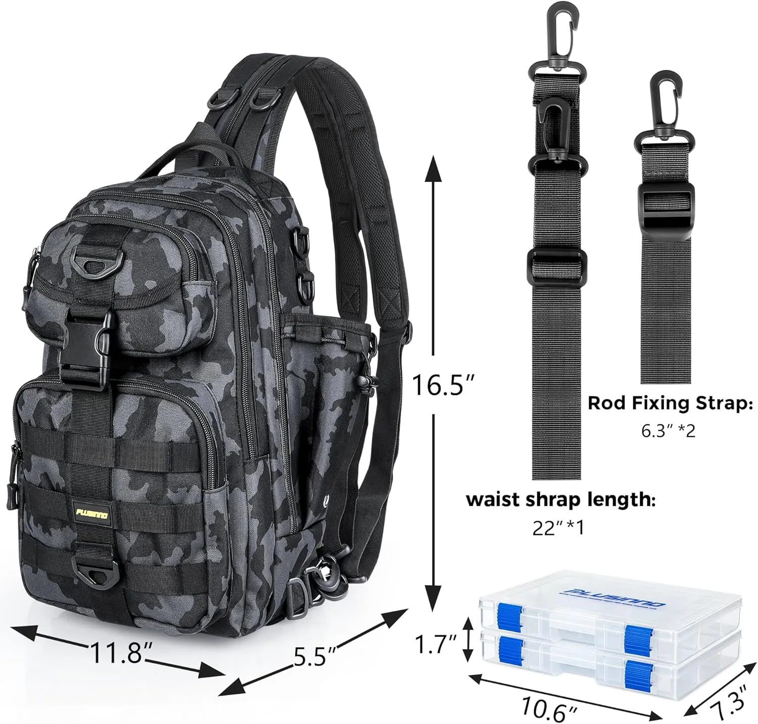 PLUSINNO Fishing Backpack with Rod Holder, Water-Resistant Tackle Bag - Ideal Gifts for Men