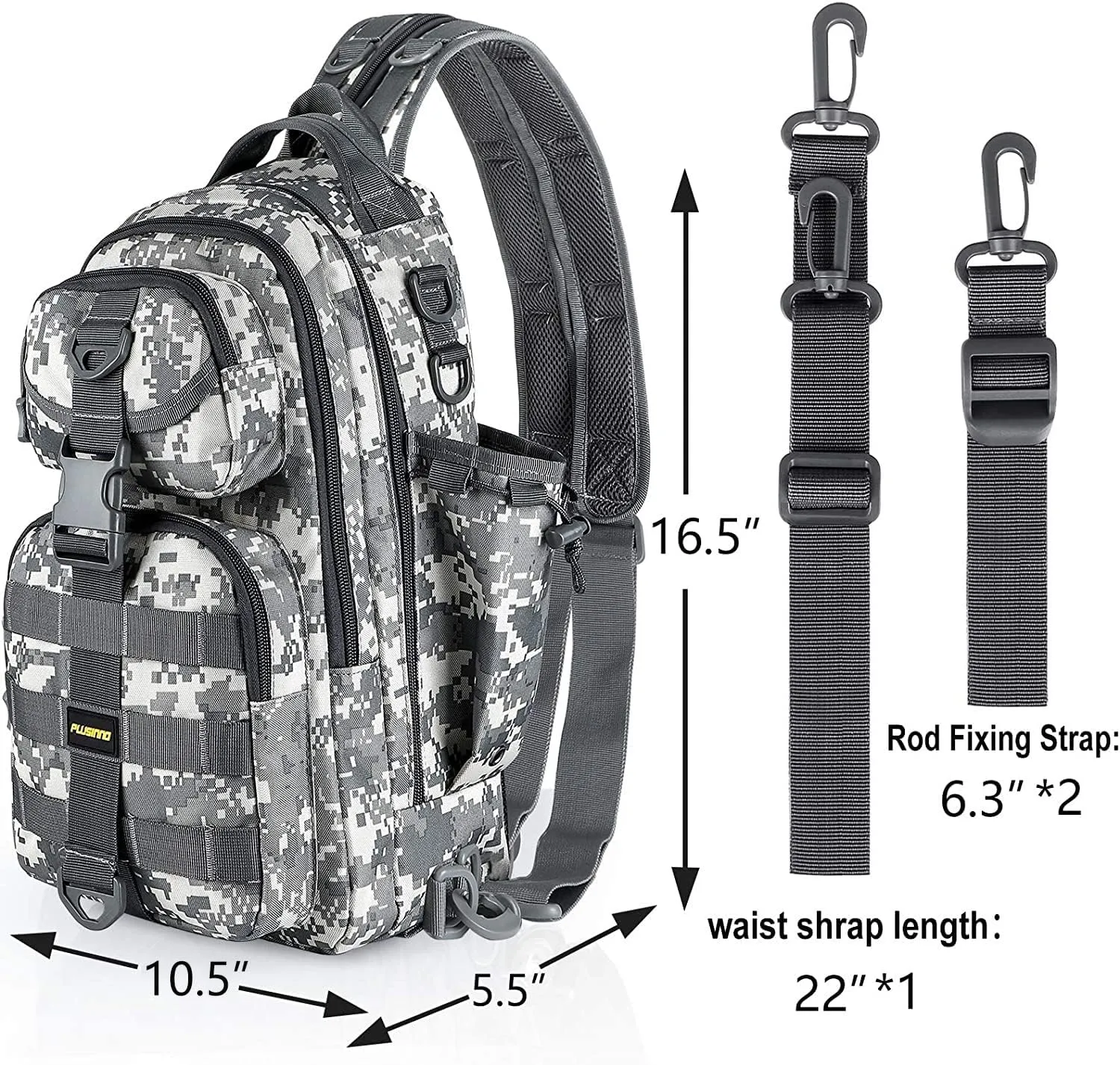 PLUSINNO Fishing Backpack with Rod Holder, Water-Resistant Tackle Bag - Ideal Gifts for Men