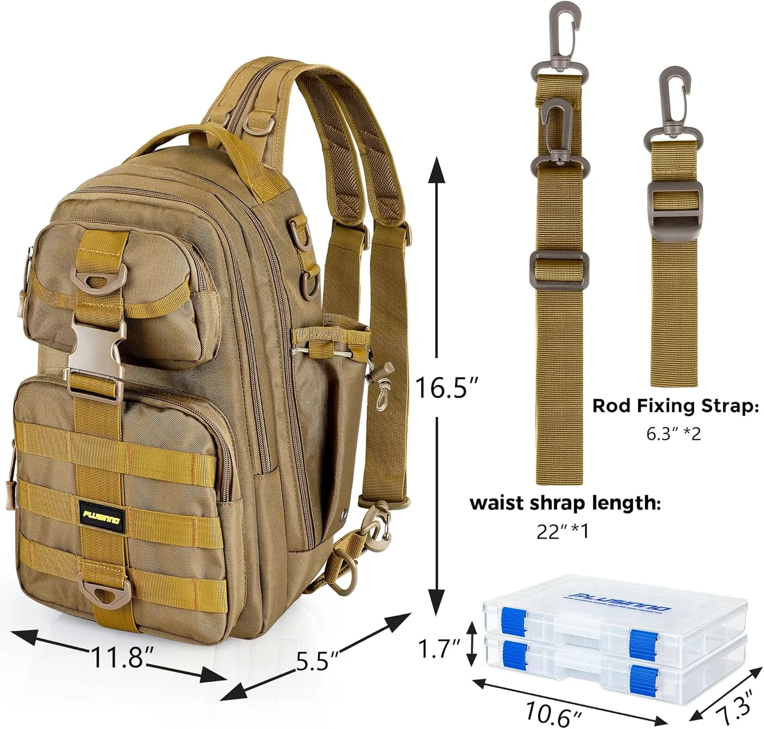PLUSINNO Fishing Backpack with Rod Holder, Water-Resistant Tackle Bag - Ideal Gifts for Men