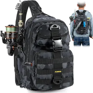 PLUSINNO Fishing Backpack with Rod Holder, Water-Resistant Tackle Bag - Ideal Gifts for Men
