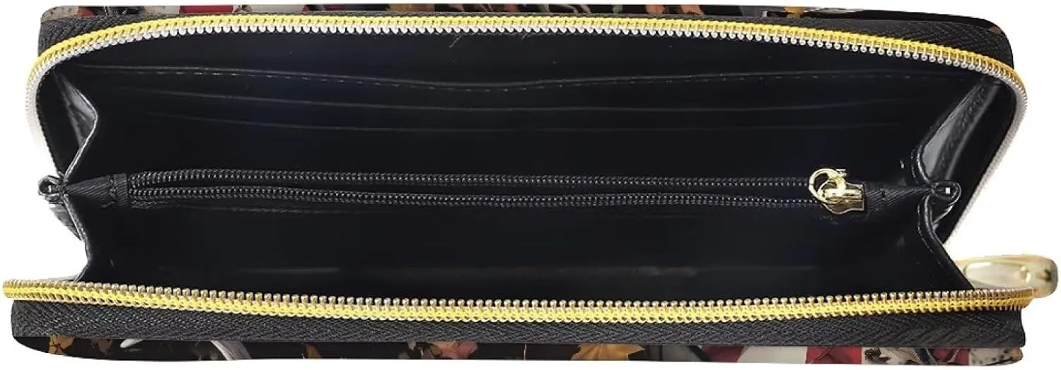 Poceacles American Flag Deer Skull Print Women Wallets, Large Capacity Clutch Purse for Women Wallet Clearance Credit Card Holder Leather Handbag Wallets Ladies Clutch Purse