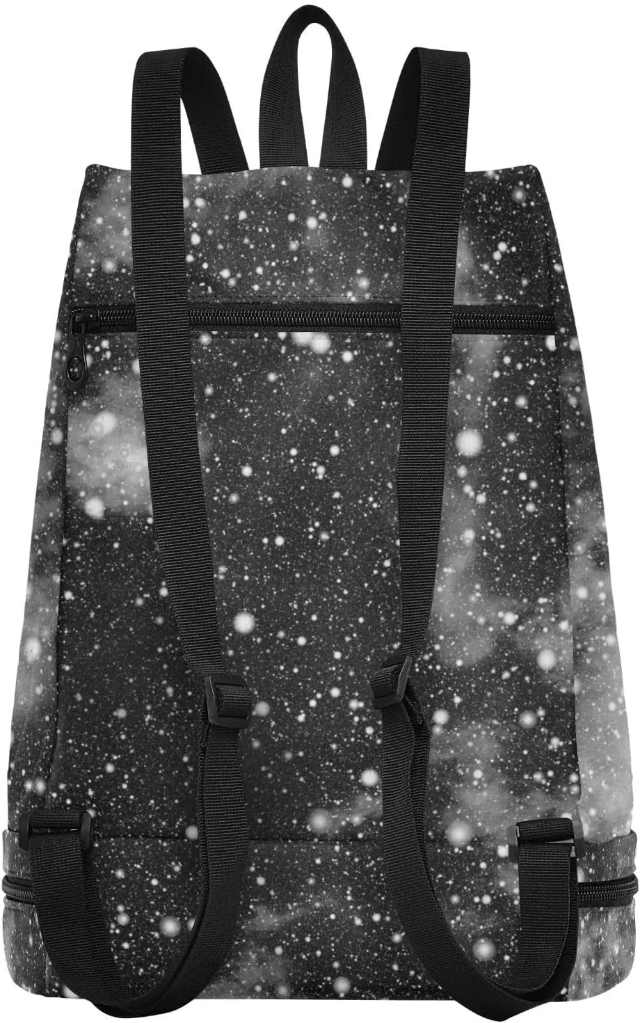 Poeticcity Gym Swimming Drawstring Bags Daypacks Backpack Purse Casual Knapsack Shoulder Bag Sitting Rucksack Black White Color Universe, Nebula Night Starry Sky Rainbow Galaxy