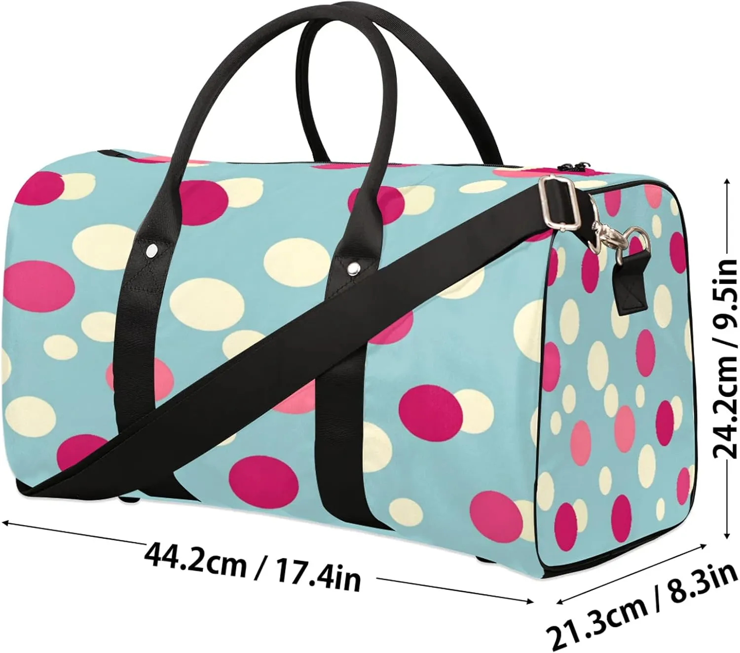 Polka Dot Duffle Bag for Travel, Overnight Weekend Gym Carry On Luggage Bag, Watercolor Rainbow Colorful Travel Duffel Bag for Men Women