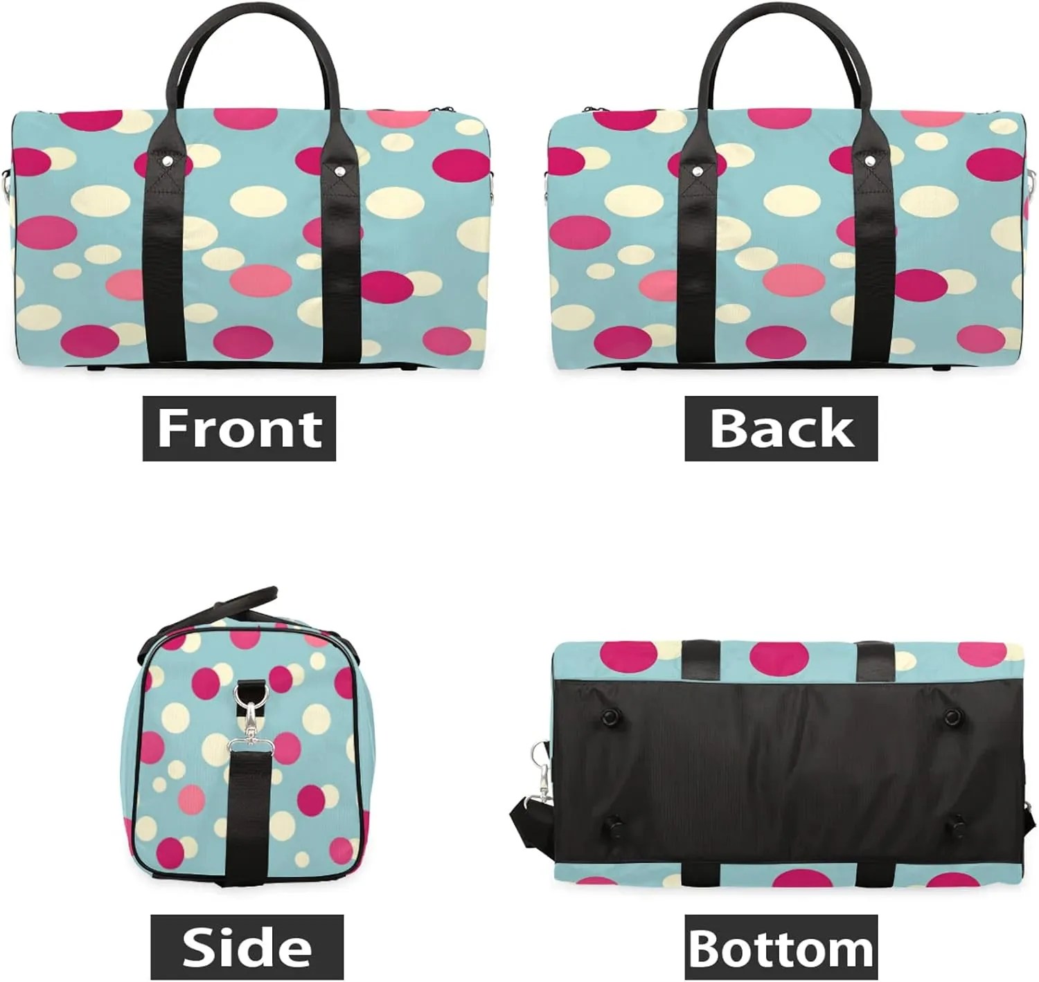 Polka Dot Duffle Bag for Travel, Overnight Weekend Gym Carry On Luggage Bag, Watercolor Rainbow Colorful Travel Duffel Bag for Men Women
