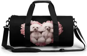 Poodles in Rose Garland Novelty Large Duffel Bag Lightweight Gym Bag Travel Tote Bags