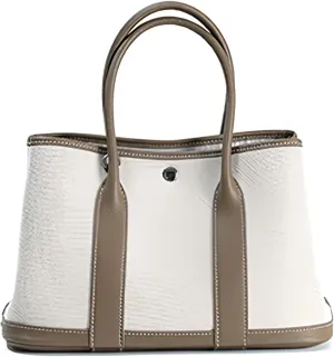 Portable Cowhide tote for women,Women's Bag Garden,Canvas With Top Layer Cowhide Countercolor Shoulder Tote Bag