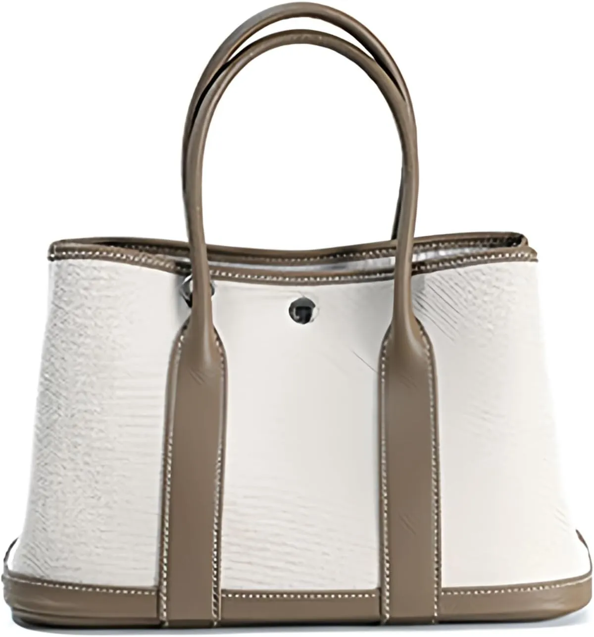 Portable Cowhide tote for women,Women's Bag Garden,Canvas With Top Layer Cowhide Countercolor Shoulder Tote Bag