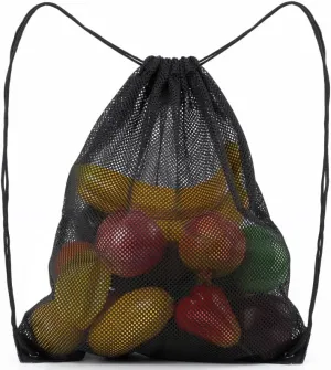 Portable Supermarket Fruit and Vegetable Drawstring Strap Pocket Beach Cloth Mesh Storage Bag Dirty Cloth Pull Rope Backpocket