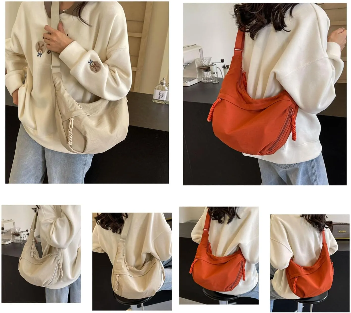 Preferable Crossbody Bag Preferable Women's Fashion Plain Color Nylon Crossbody Bag Crescent Shoulder Bag