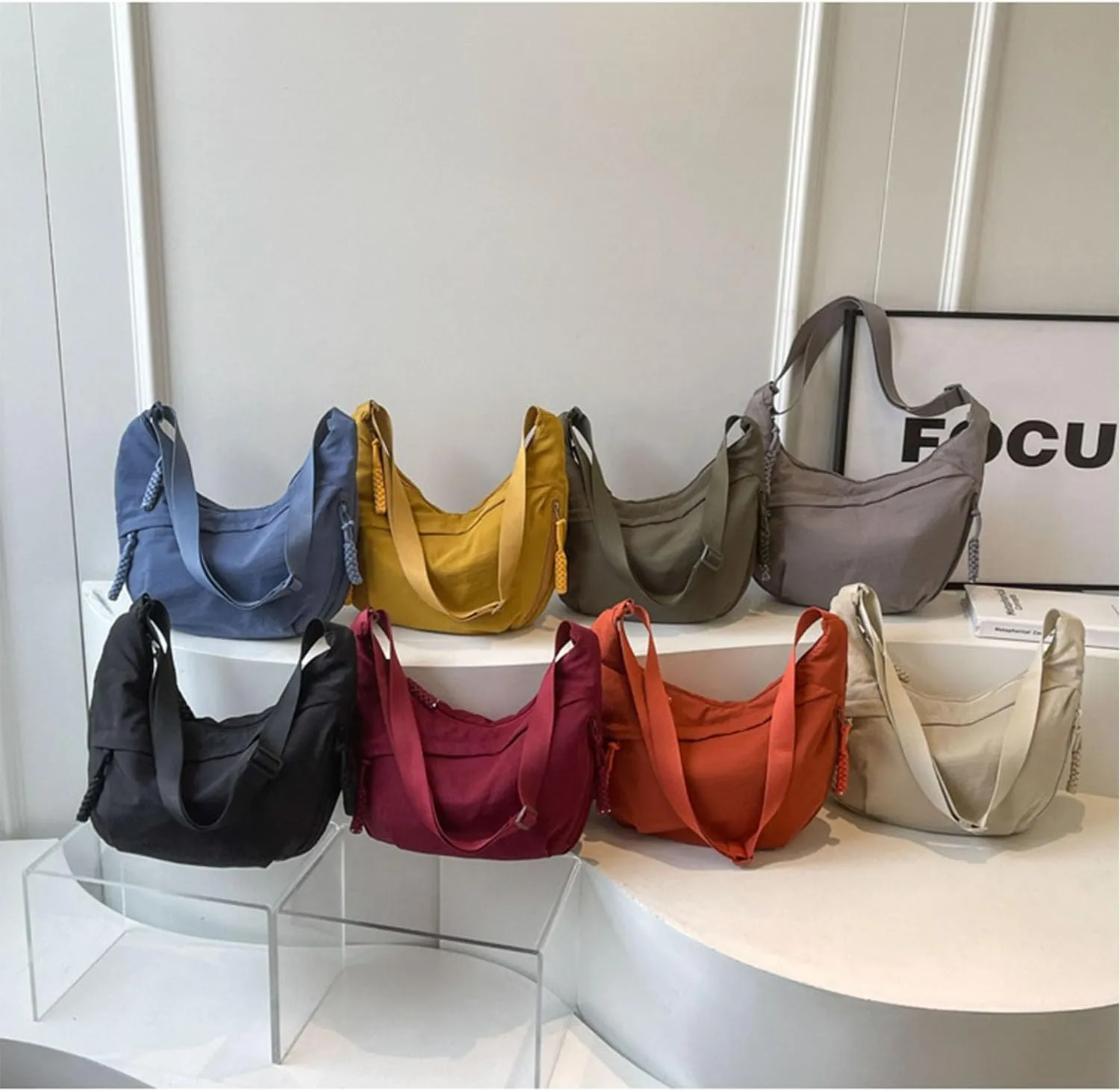 Preferable Crossbody Bag Preferable Women's Fashion Plain Color Nylon Crossbody Bag Crescent Shoulder Bag