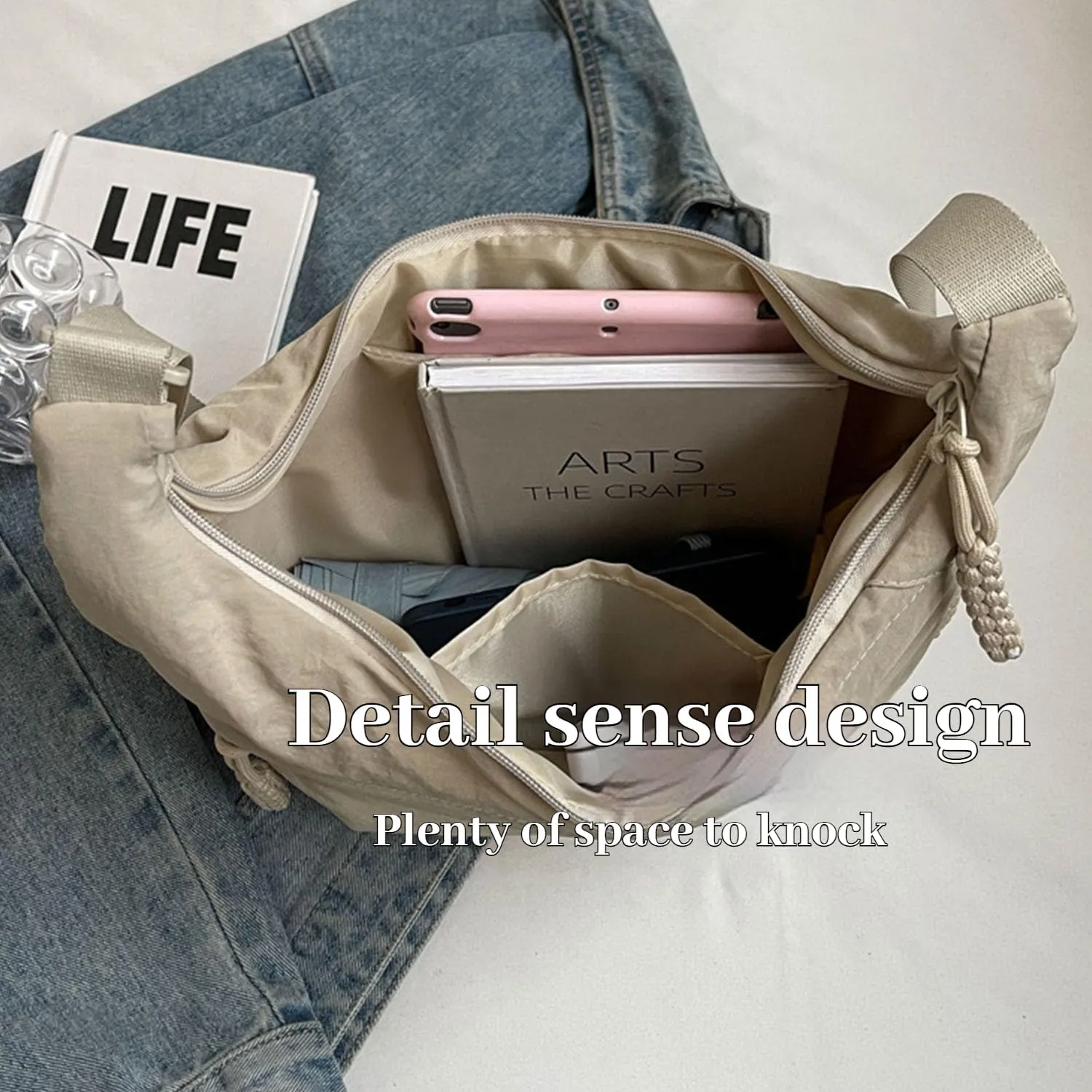 Preferable Crossbody Bag Preferable Women's Fashion Plain Color Nylon Crossbody Bag Crescent Shoulder Bag