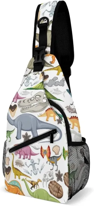 Prehistoric-dinosaur-animal Crossbody Sling Backpack, Shoulder Bag Chest Bag for Travel Sport Running