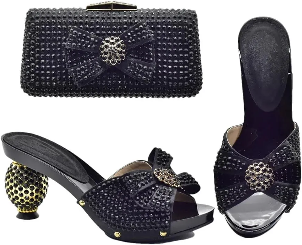 Premium Dual Wear Bridal Combo African Crystal Heels Convertible Evening Bag Set