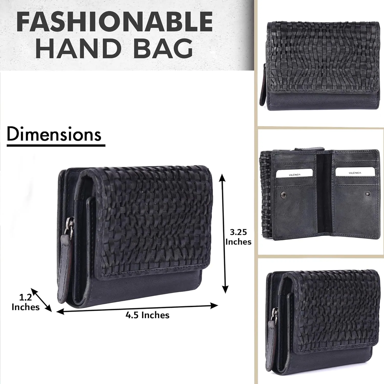 Premium Genuine Leather Women's Wallet: RFID Blocking, Multiple Card Slots, Zipper Pocket - Stylish & Durable - Perfect for Everyday Use (VL-408-Grey)