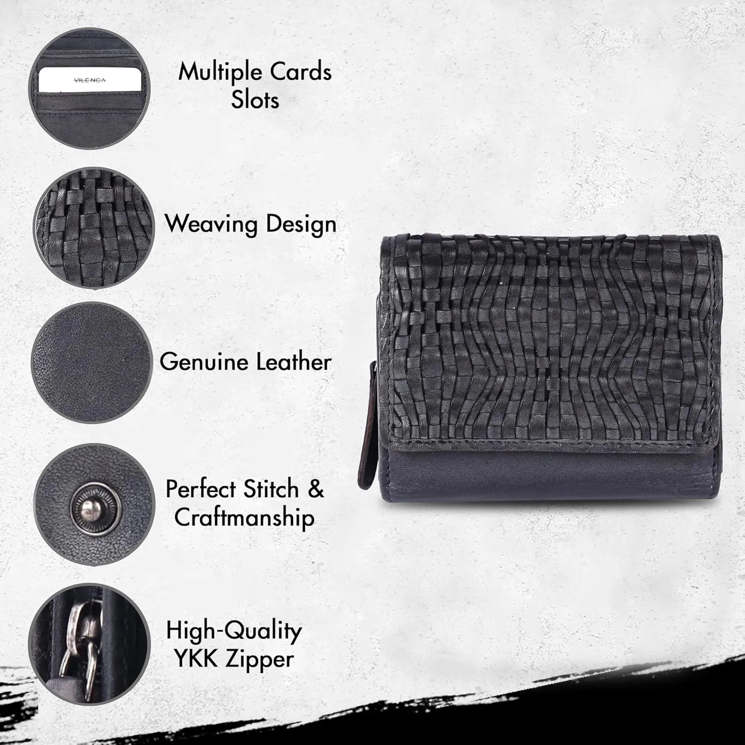 Premium Genuine Leather Women's Wallet: RFID Blocking, Multiple Card Slots, Zipper Pocket - Stylish & Durable - Perfect for Everyday Use (VL-408-Grey)