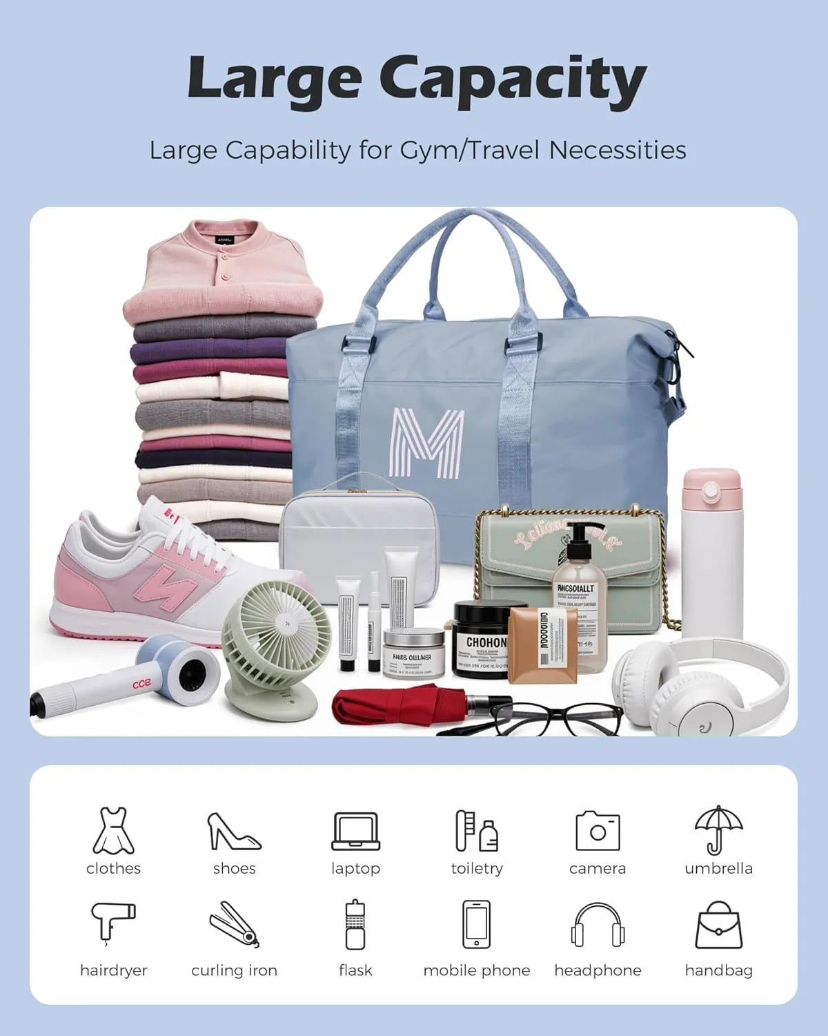 Preteeen Girls Gift Ideas, Initial Travel Duffel Bag, Gym Bag, Duffel Bag,Personalized Weekender Bag，Friend Wedding Girlfriend Birthday Gifts for Women Gifts for Teen Girls (Letter Y)