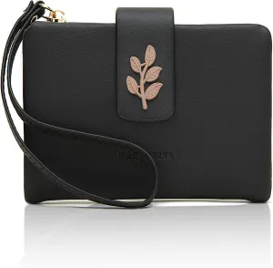 Prettyzys Small Bifold Wristlet Wallet for Women – Handmade, RFID Blocking Wallet Case with Credit Card Sleeves, Cash & Coin Storage Compartments – Mini Purse for Ladies, Teenage Girls - Black