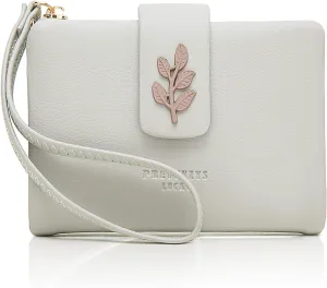 Prettyzys Small Bifold Wristlet Wallet for Women – Handmade, RFID Blocking Wallet Case with Credit Card Sleeves, Cash & Coin Storage Compartments – Mini Purse for Ladies, Teenage Girls - Grey