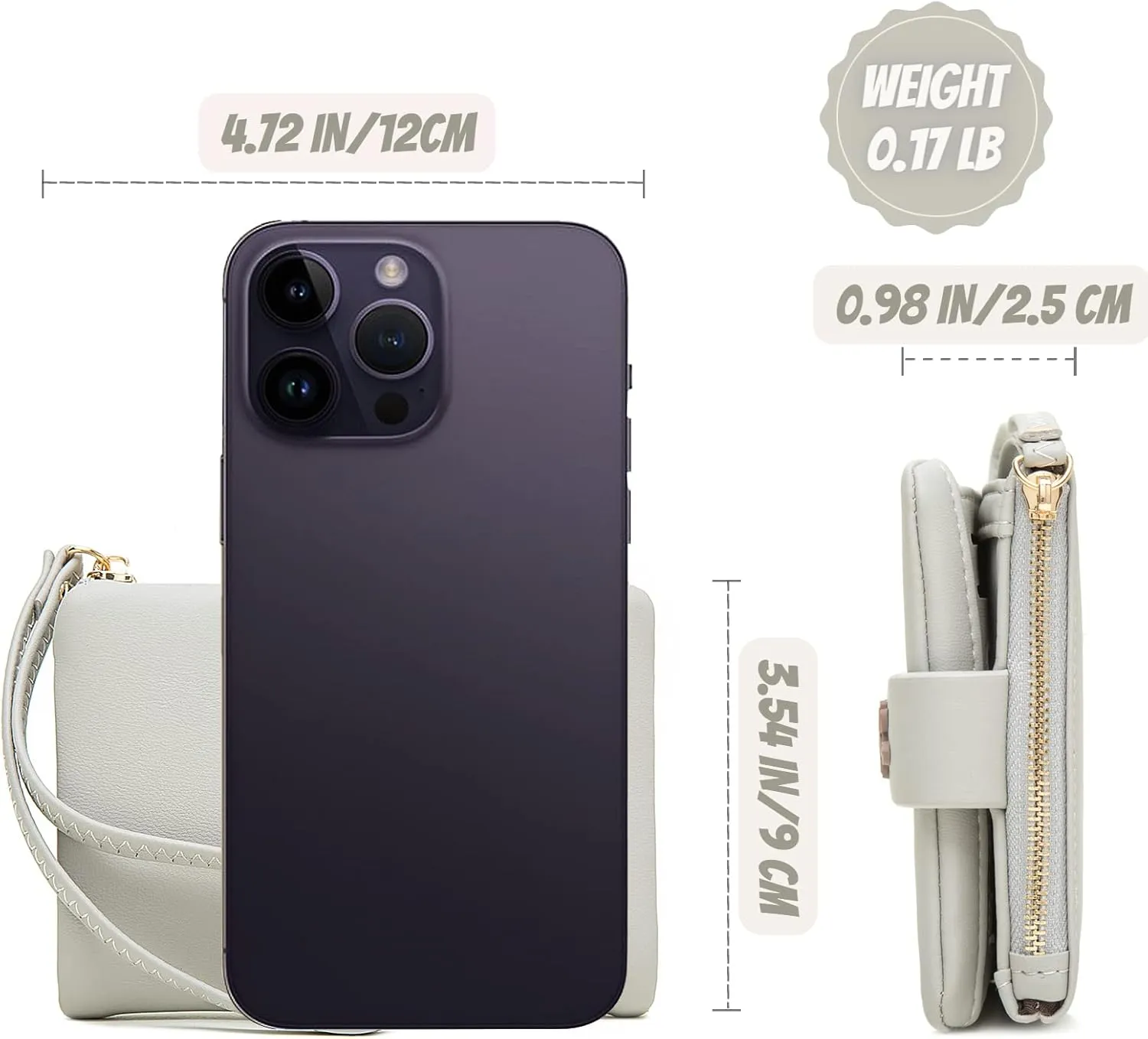 Prettyzys Small Bifold Wristlet Wallet for Women – Handmade, RFID Blocking Wallet Case with Credit Card Sleeves, Cash & Coin Storage Compartments – Mini Purse for Ladies, Teenage Girls - Grey