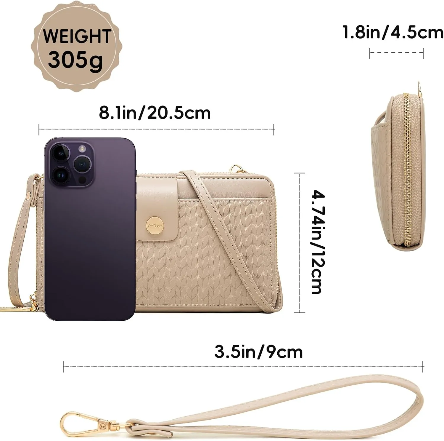 Prettyzys Wallet Women Rfid Crossbody Bag Handbag - Handmade Blocking Wristlet Clutch Zipper for Ladies Teenage Girls