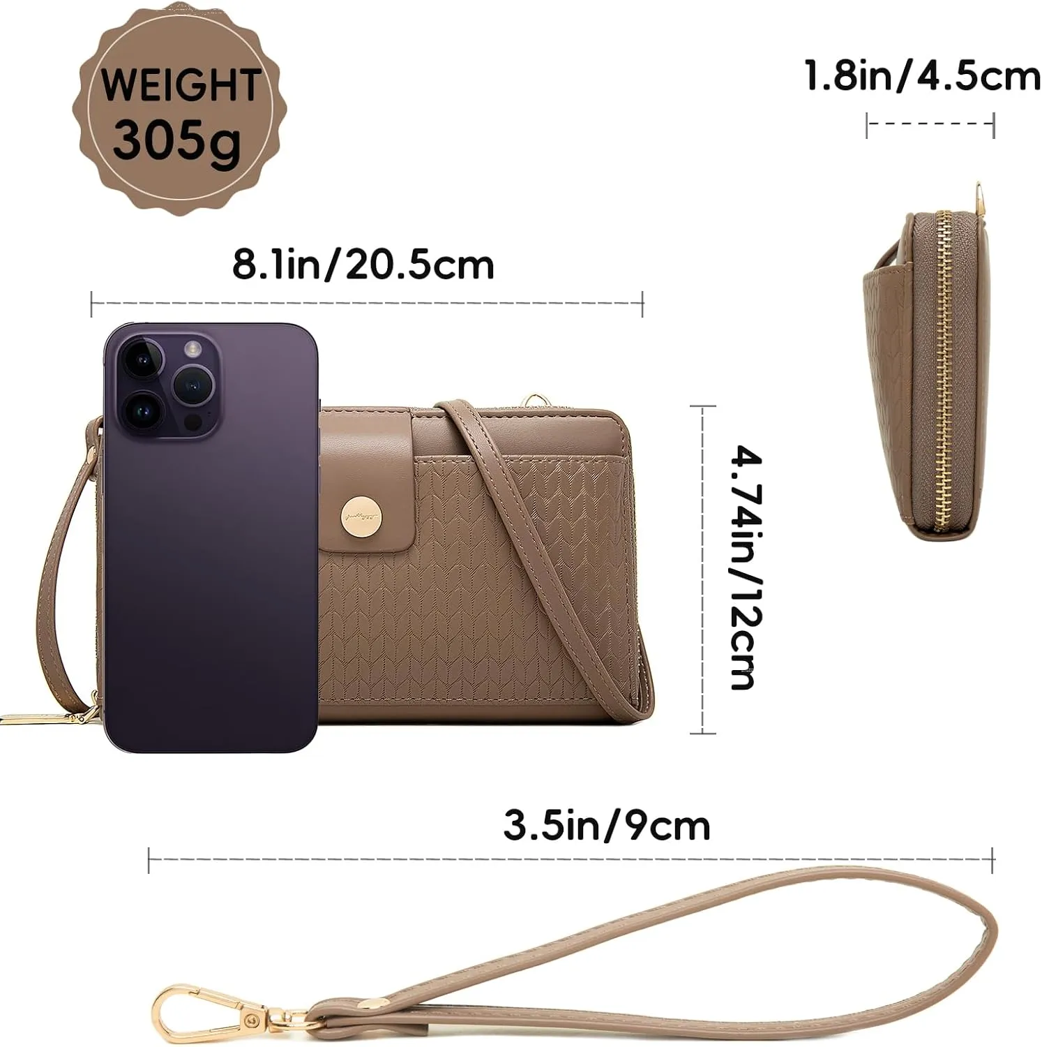 Prettyzys Wallet Women Rfid Crossbody Bag Handbag - Handmade Blocking Wristlet Clutch Zipper for Ladies Teenage Girls
