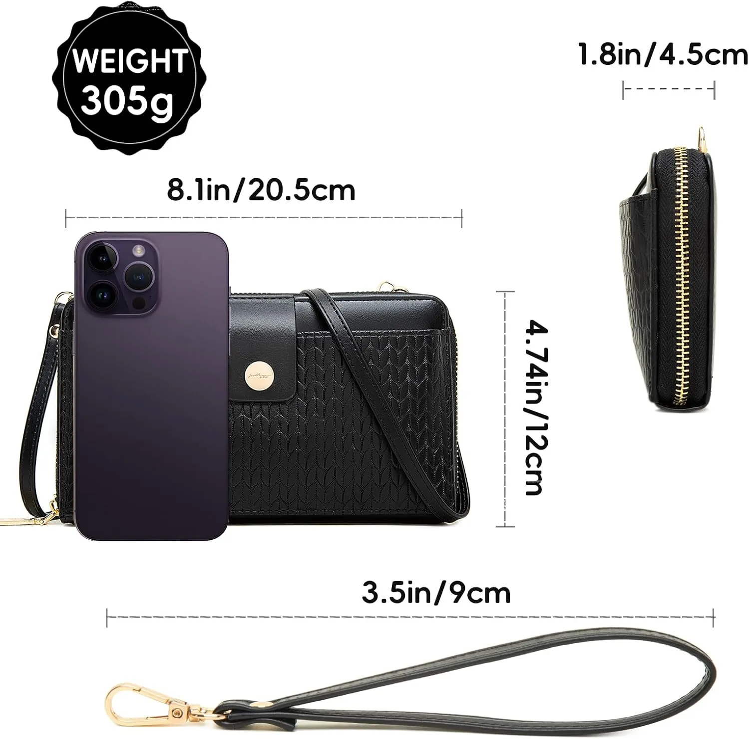 Prettyzys Wallet Women Rfid Crossbody Bag Handbag - Handmade Blocking Wristlet Clutch Zipper for Ladies Teenage Girls