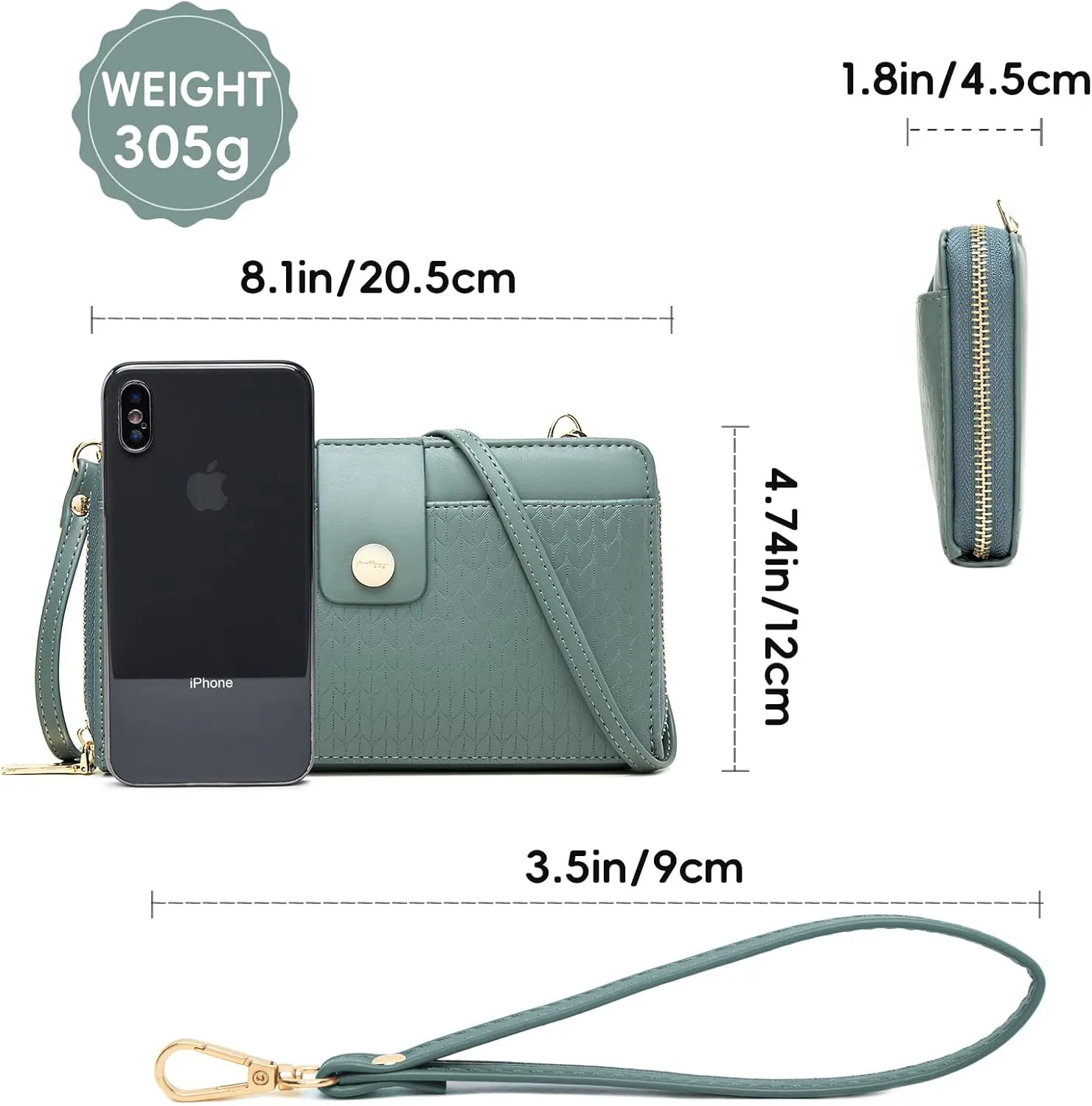 Prettyzys Wallet Women Rfid Crossbody Bag Handbag - Handmade Blocking Wristlet Clutch Zipper for Ladies Teenage Girls