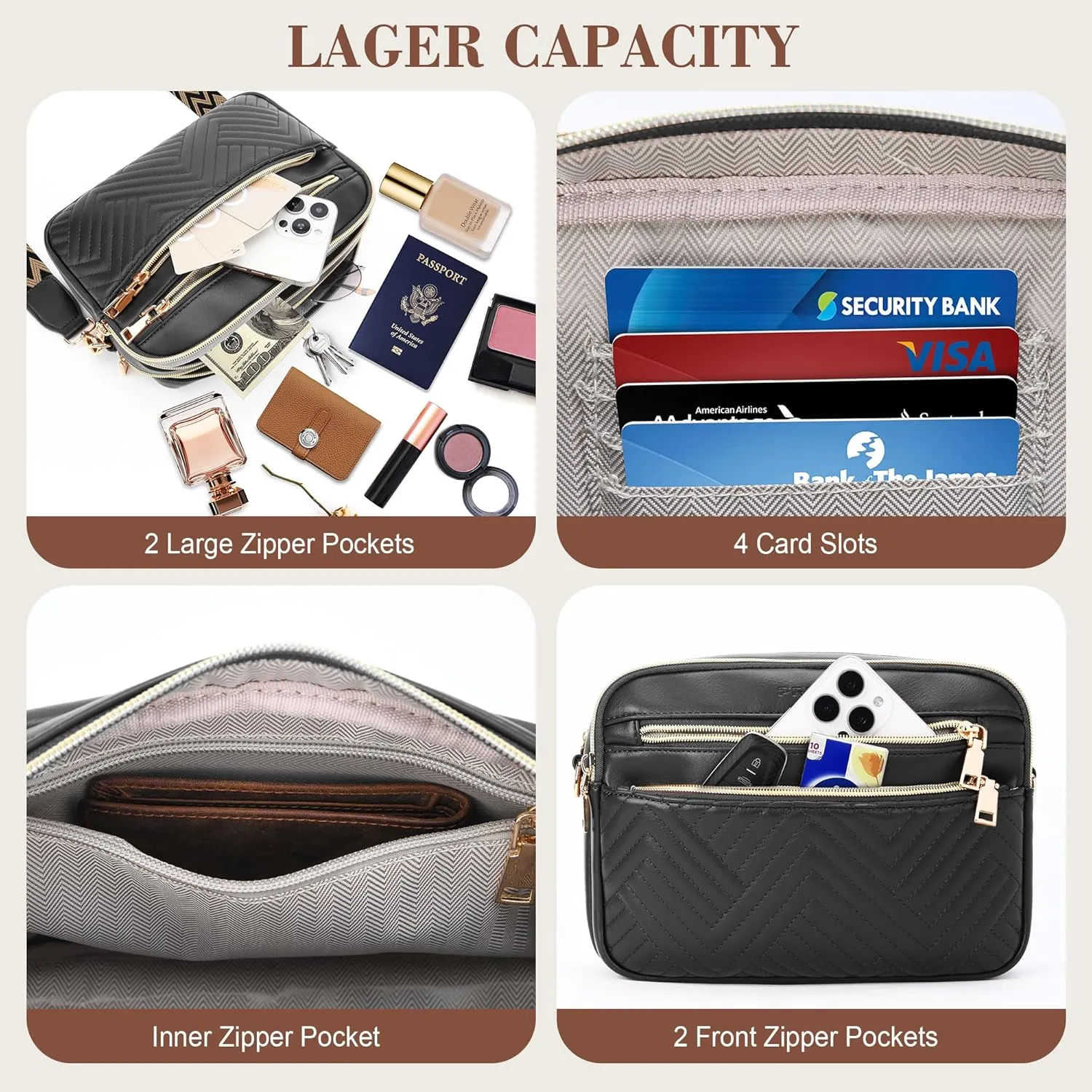 printe Small Crossbody Bags for Women, Vegan Leather Trendy Purses for Women, Travel Handbags with Adjustable Shoulder Strap