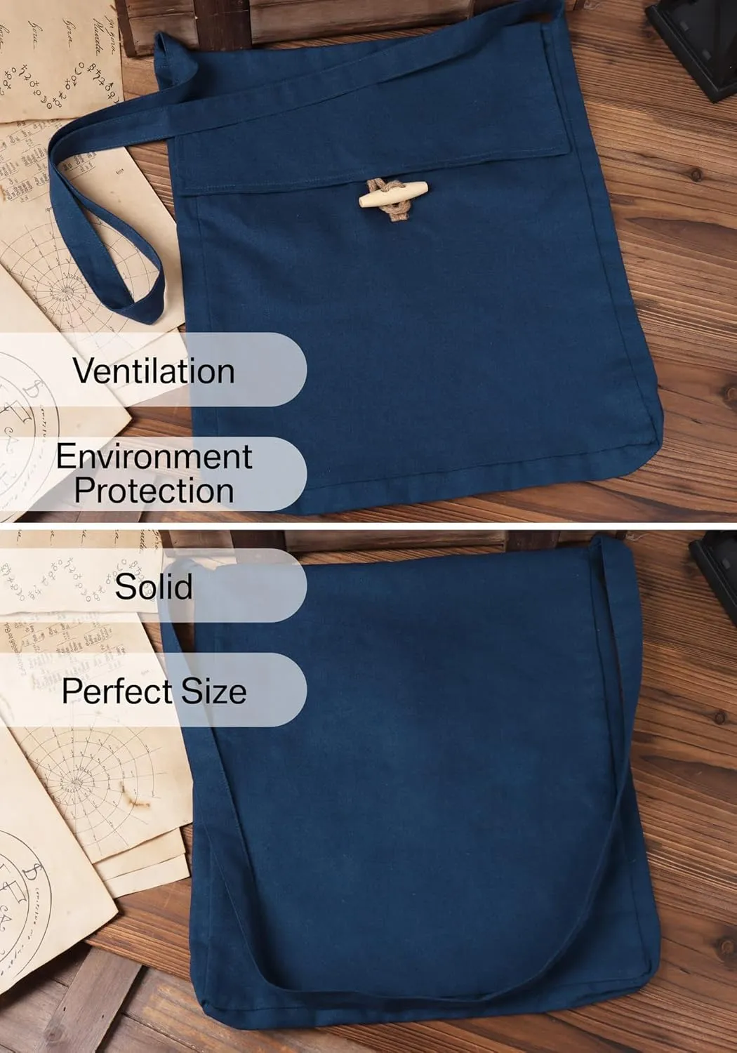 PROCOS Viking Canvas Shoulder Bag, Renaissance Medieval Small Pilgrim Pouch Bag