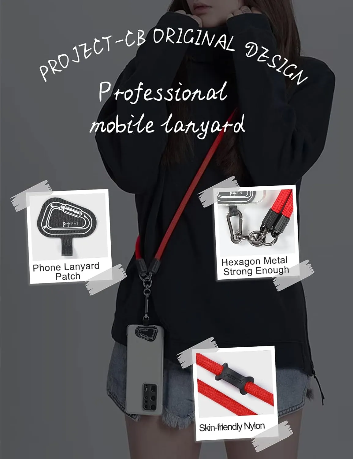 project-cb Cell Phone Lanyard 1,Crossbody Phone Strap 2,Universal Neck Lanyard