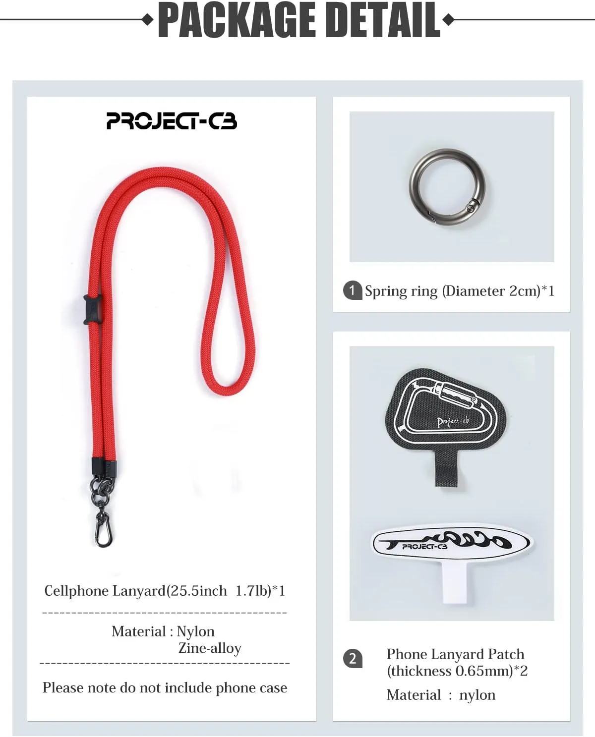 project-cb Cell Phone Lanyard 1,Crossbody Phone Strap 2,Universal Neck Lanyard