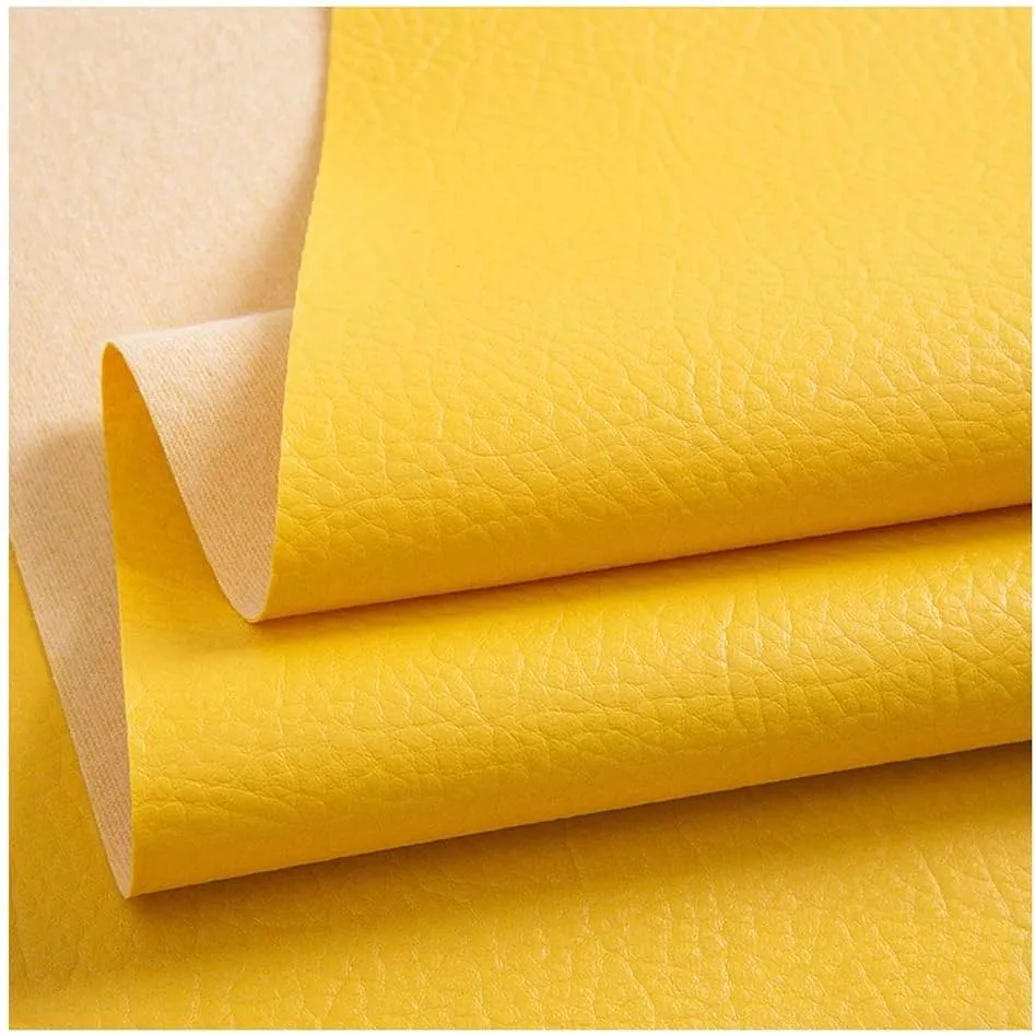 PU Fabric Leather 0.7mm Thick Faux Material Sheets Repair for Upholstery Crafts DIY Sewing Sofa Handbag Hair Bows(Yellow,1.4X9m)