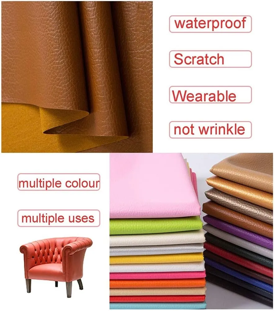 PU Fabric Leather 0.7mm Thick Faux Material Sheets Repair for Upholstery Crafts DIY Sewing Sofa Handbag Hair Bows(Yellow,1.4X9m)