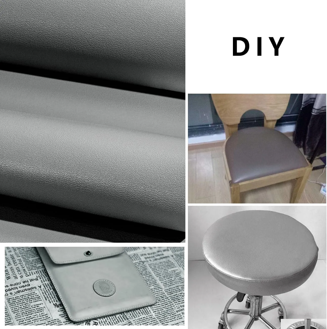 PU Fabric Leather by The Yard, Faux Synthetic Leather Material Sheets for Upholstery Crafts, DIY Sewings, Sofa, Handbag, Hair Bows Decorations (Dark Gray, 1 Yard (54" x 36"))