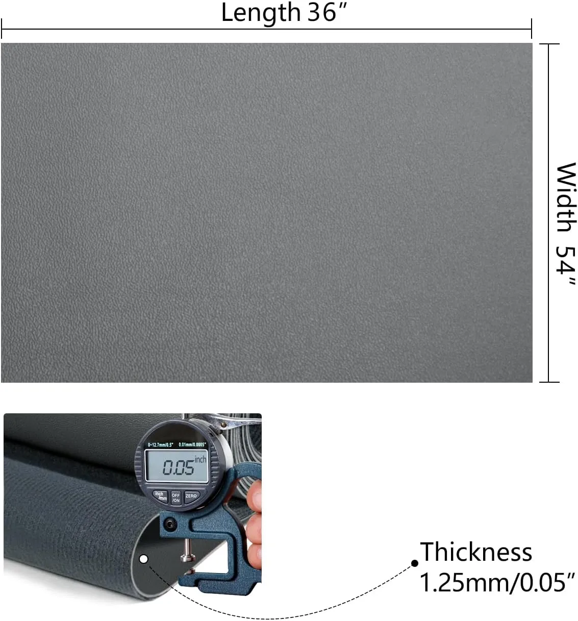 PU Fabric Leather by The Yard, Faux Synthetic Leather Material Sheets for Upholstery Crafts, DIY Sewings, Sofa, Handbag, Hair Bows Decorations (Dark Gray, 1 Yard (54" x 36"))
