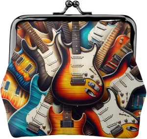 Pu Leather Buckle Coin Purse Electric-Guitar Girls Kiss-Lock Change Purse Wallets