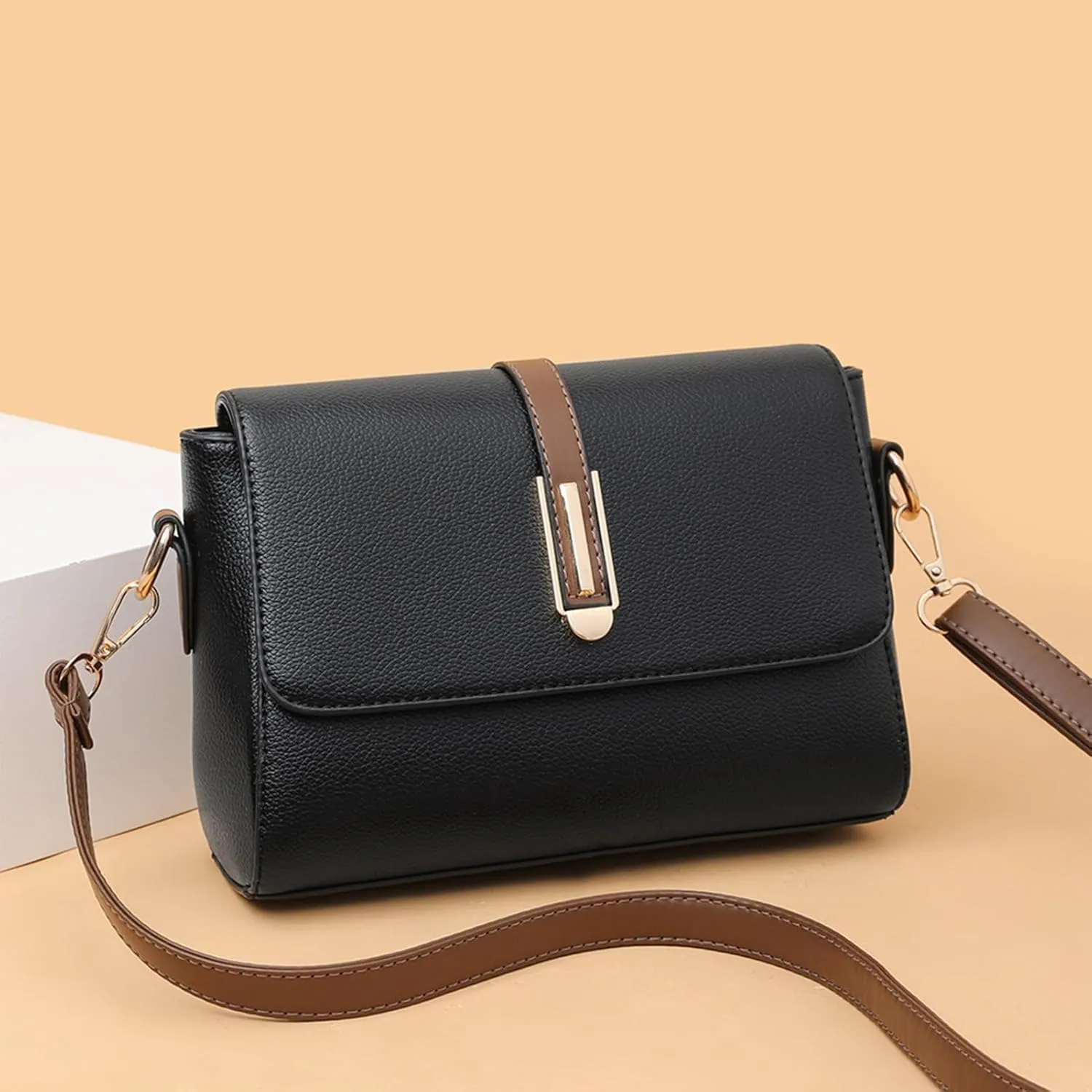 PU Leather Shoulder Bag Soft Multi Functional Large Capacity Women Purse Shoulder Bag for Wandering Shopping