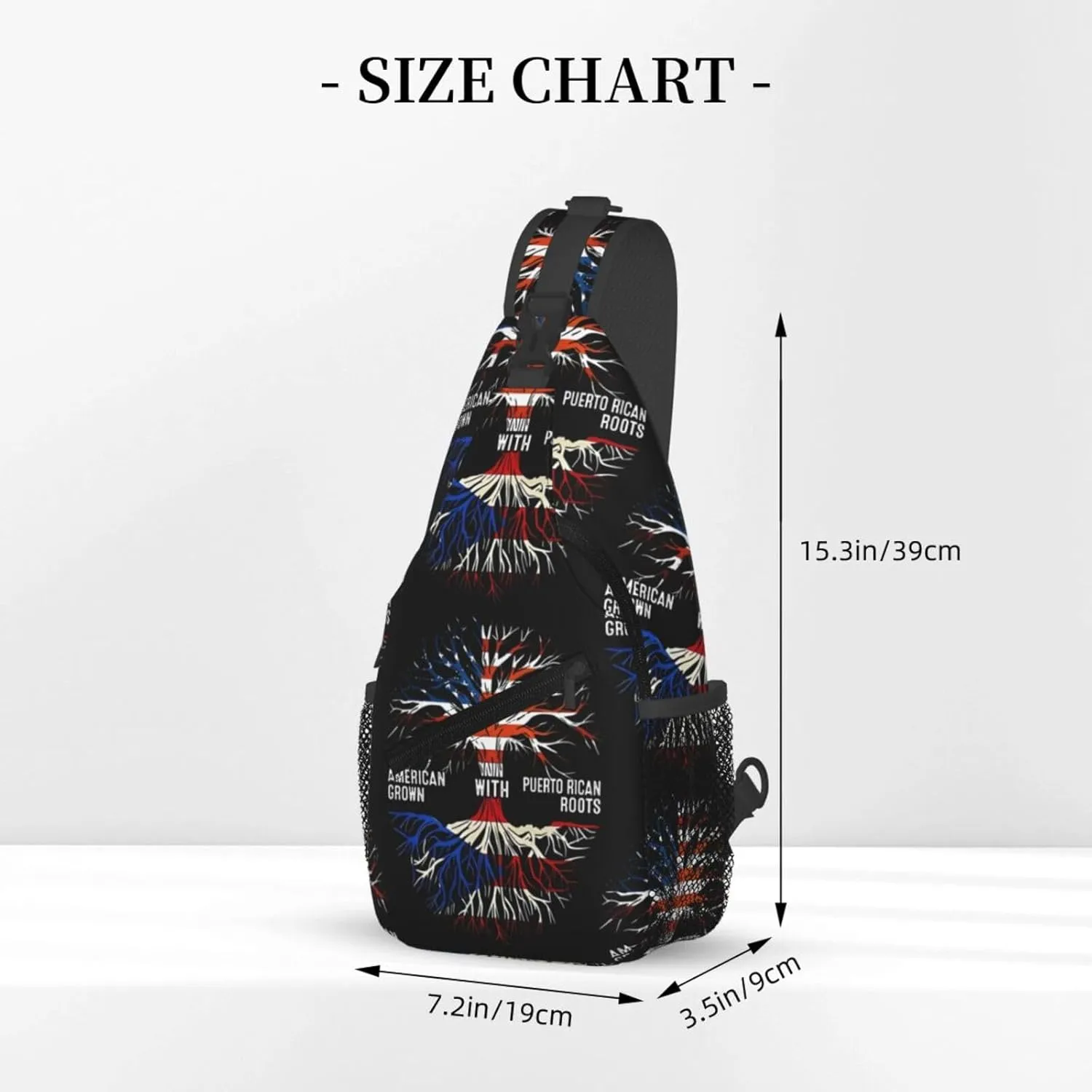 Puerto Rico Flag American Puerto Rican Roots Tree Chest Sling Bag Crossbody Shoulder Backpack Bag Gym Cycling Travel Hiking Daypack Cross Bag